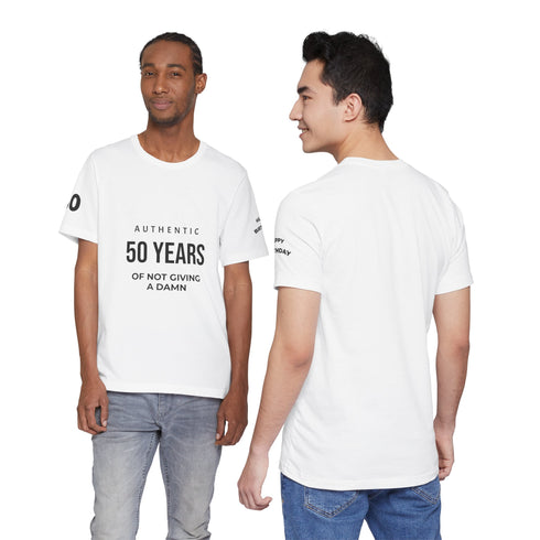 Customizable 50th Birthday Tee - "Authentic 50 Years of Not Giving a Damn"