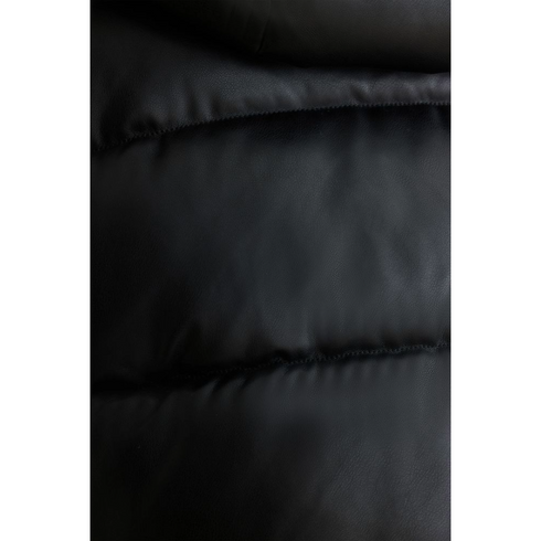 Dynamite Short Faux Leather Puffer Jacket, Jet Black