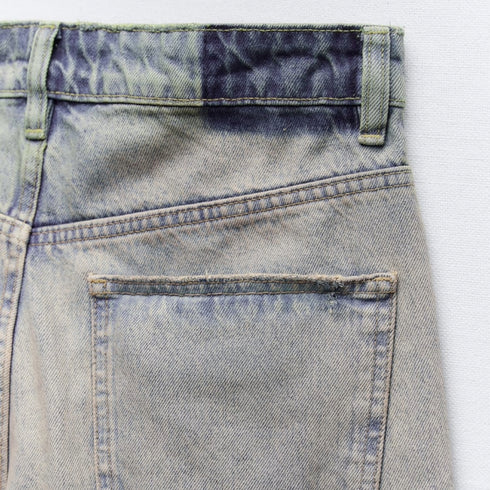 Zara Women's TRF Loose Fit Denim Mid-Rise Shorts