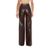 PrettyLittleThing Chocolate Faux Leather Pleat Detail Wide Leg Pant | 6 US