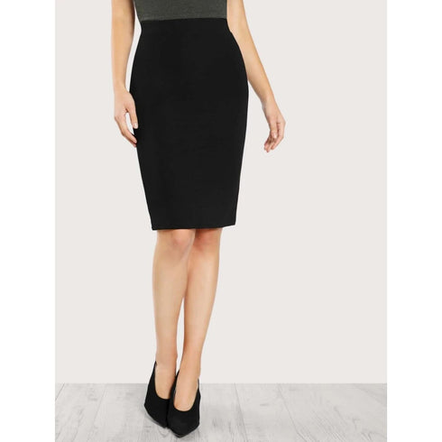 SHEIN Solid Black Pencil Skirt