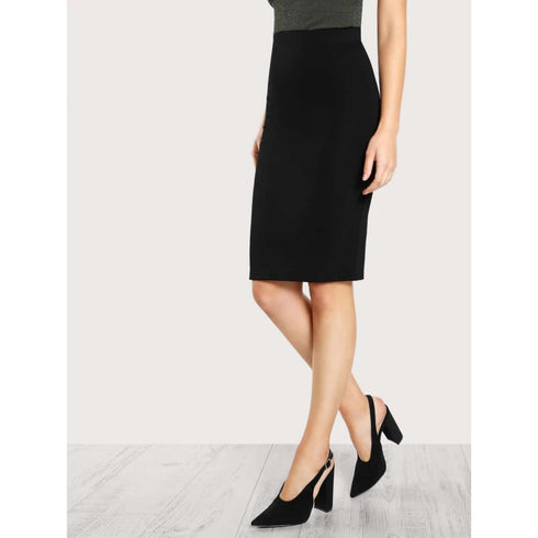 SHEIN Solid Black Pencil Skirt