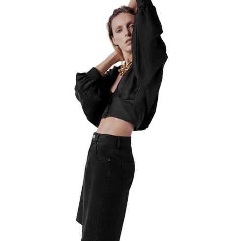 Zara Premium The 90's Bermuda Shorts In Shadow Black