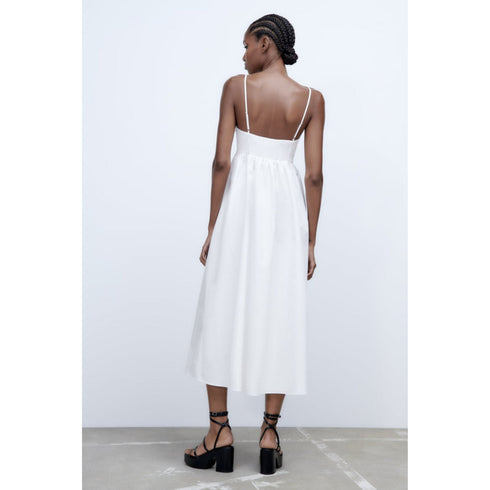 Zara Voluminous Midi Dress, White