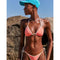 American Eagle Aerie Wide Rib String Triangle Bikini Top, Coral Crush