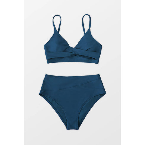 Cupshe Nail Blue Twist High Waisted Bikini