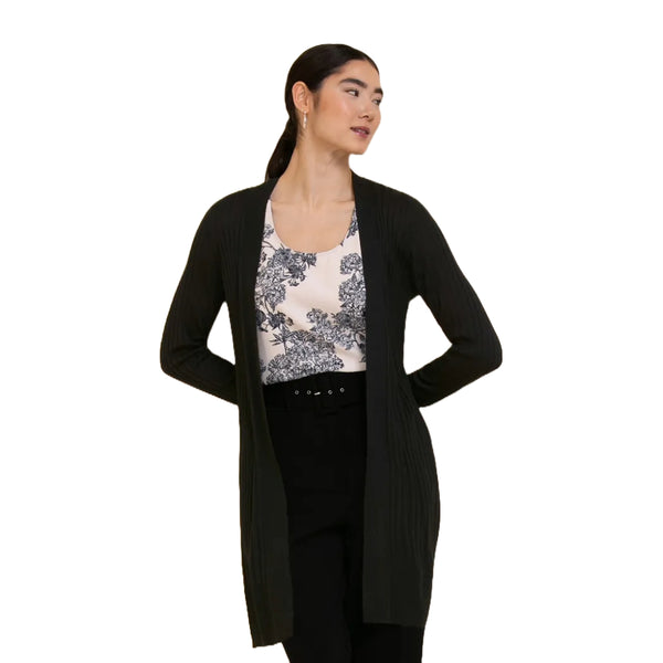 Ricki's Ribbed Duster Long Sleeve Cardigan, Black