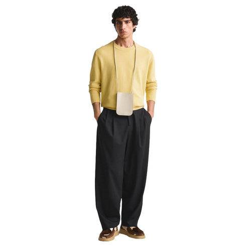 Zara Men's Square Textured Cotton Sweater, Yellow