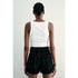 Zara TRF High-Waisted Mom Fit Denim Shorts, Black
