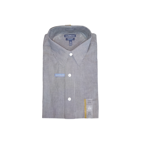Men's Croft & Barrow® Classic Fit Striped Black Wrinkle-Resistant Point Collar Dress Shirt, Medium - MGworld
