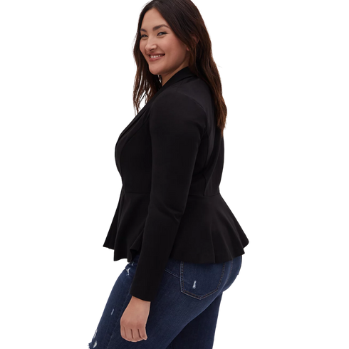 Torrid Studio Black Uptown Premium Ponte Stretch Peplum Blazer 6X - MGworld