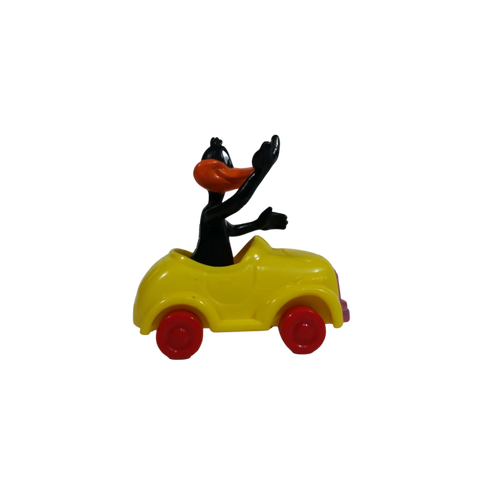 1989 Vintage Warner Bros Looney Tunes Daffy Duck in Yellow Plastic Toy Car Vehicle. Sealed 