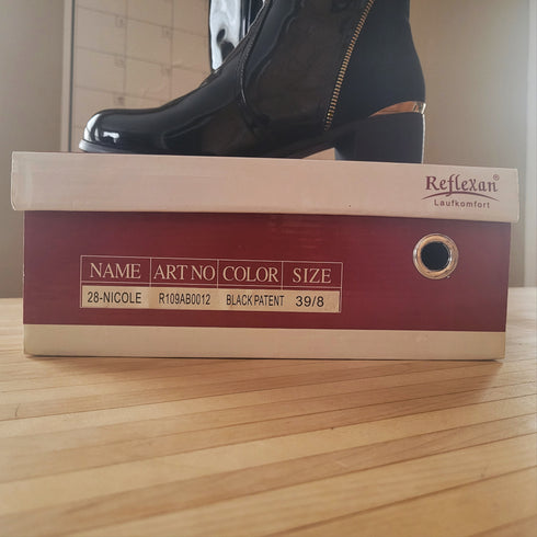 Reflexan Laufkomfort Black Low-Heel Leather Winter Boots