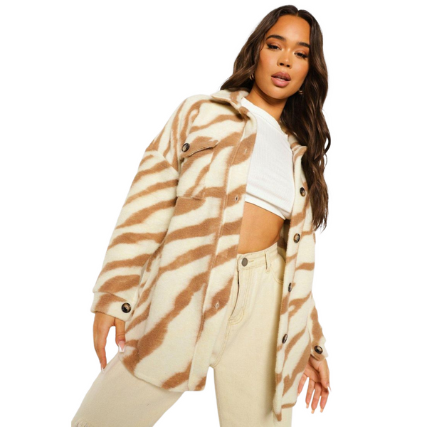 Boohoo Zebra Wool Look Shacket | S