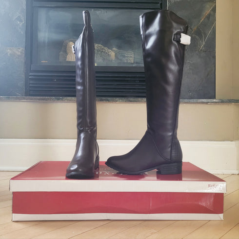 Reflexan Laufkomfort Brown Low-Heel Leather Knee High Winter Boots