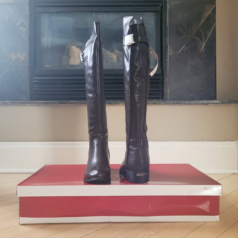 Reflexan Laufkomfort Brown Low-Heel Leather Knee High Winter Boots