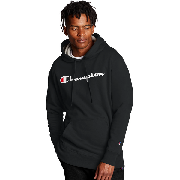 Champion Men's Powerblend Hoodie, Script Logo