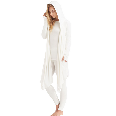 Cuddl Duds Softwear Stretch Long Sleeve Hooded Wrap | S