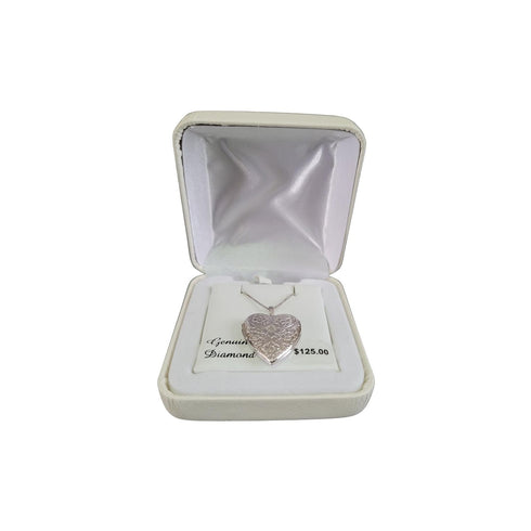 Diamond Accent Floral Heart-Shaped Locket in Sterling Silver