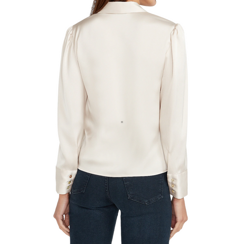 Express Satin White Pajama Shirt | Small Petite