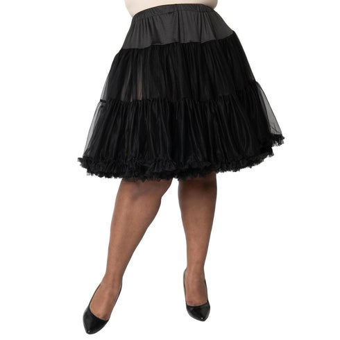 Unique Vintage Plus Size 1950s Style Black Ruffled Petticoat Crinoline