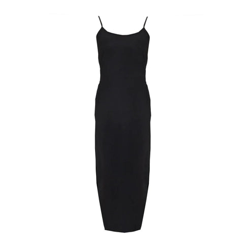 PrettyLittleThing Black Cotton High Leg Split Maxi Beach Dress