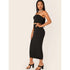 SHEIN Solid Cropped Tube Top & Pencil Midi Skirt Set | M