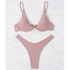 Shein Solid Underwire High Cut Bikini Swimsuit | XS