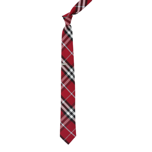 The Tie Bar Legion Plaid Raspberry Skinny Tie, 2.5"