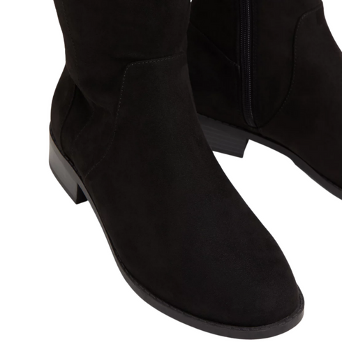 Torrid Black Faux Suede Stretch Back Woven Over-The-Knee Boot