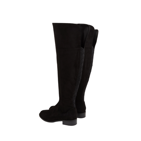 Torrid Black Faux Suede Stretch Back Woven Over-The-Knee Boot