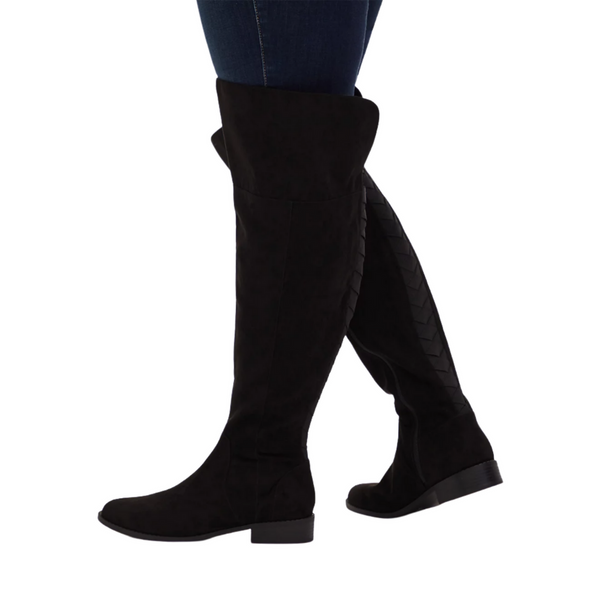 Torrid Black Faux Suede Stretch Back Woven Over-The-Knee Boot