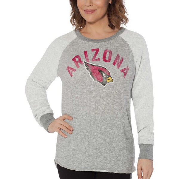 Women's Touch Gray Arizona Cardinals Gridiron French Terry Raglan Sleeve Sweatshirt | XL