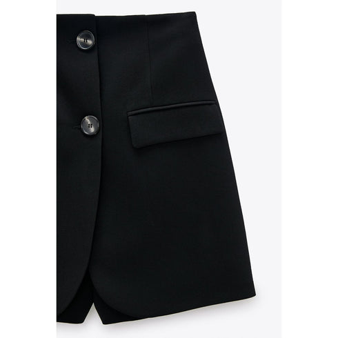 Zara Women's Double Button Black Bermuda Skort | M