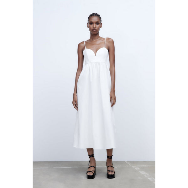 Zara Voluminous Midi Dress, White